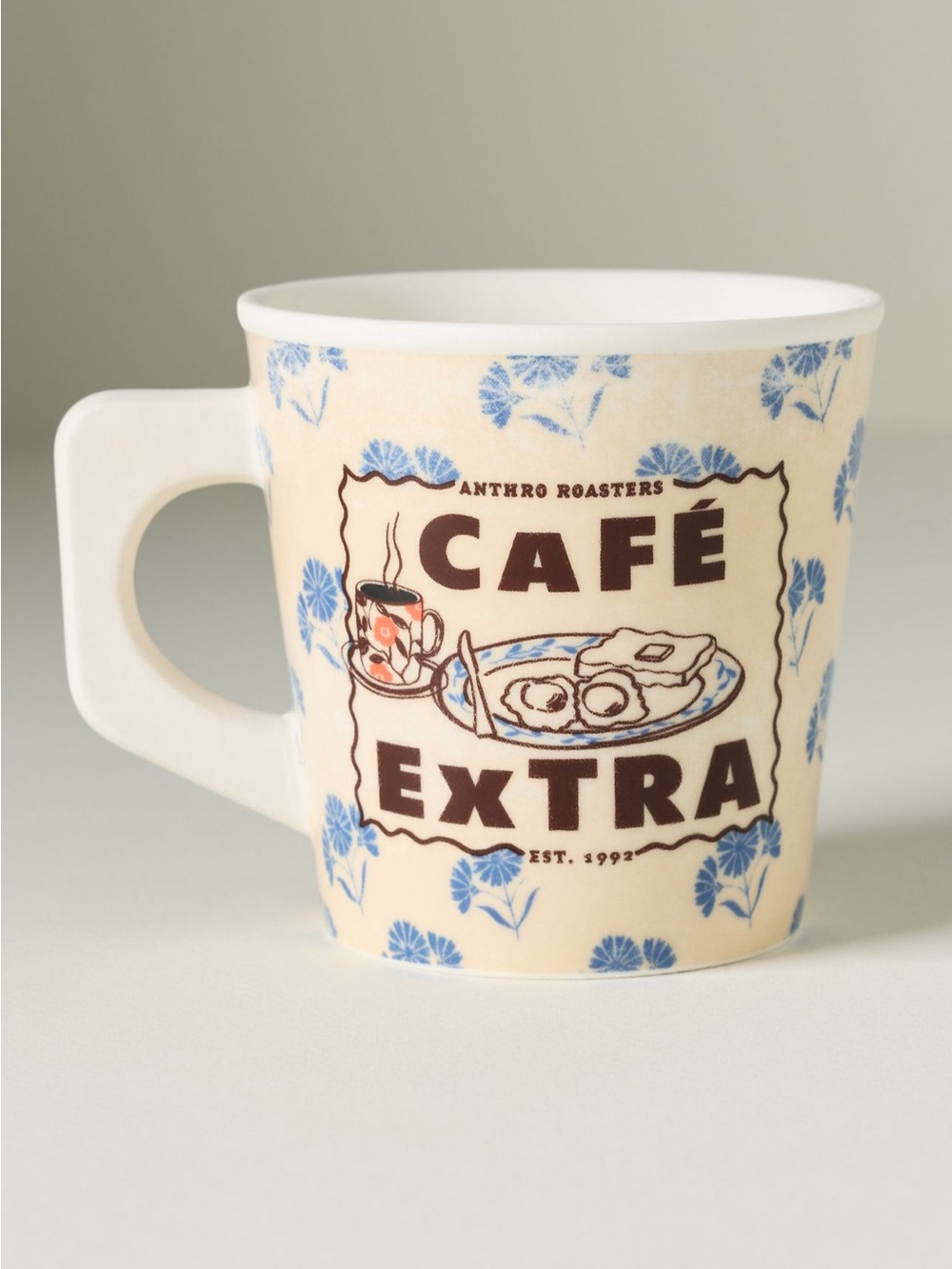 NIB Anthropologie Glacé Stoneware Mug in Blue Pattern